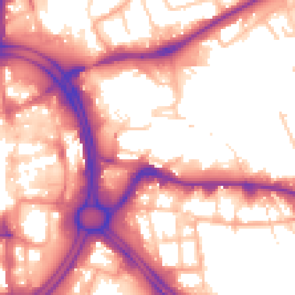 Daytime road noise heatmap for WV1 3ED