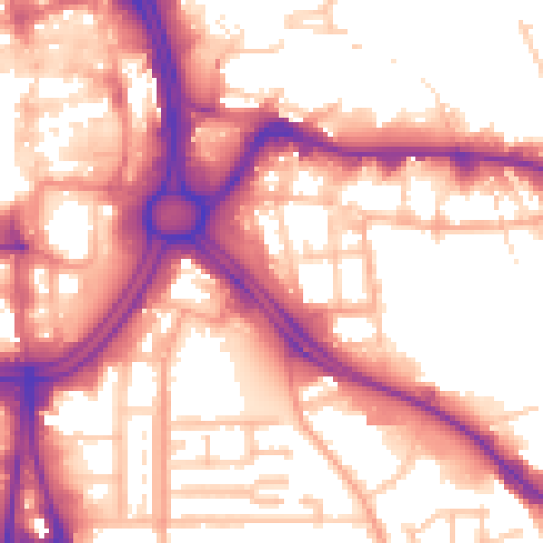 Daytime road noise heatmap for WV1 3QE