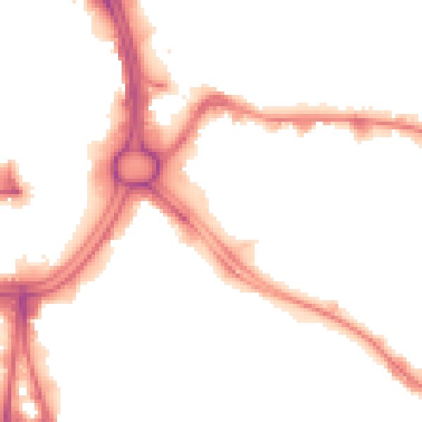 Night-time road noise heatmap for WV1 3QE