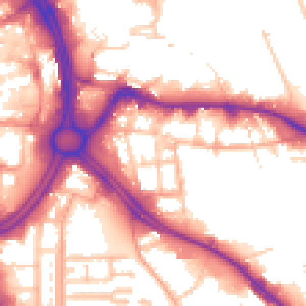 Daytime road noise heatmap for WV1 3RJ