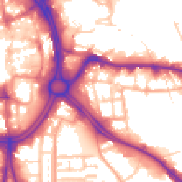 Daytime road noise heatmap for WV1 3SA