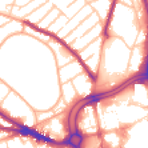 Daytime road noise heatmap for WV1 4AH