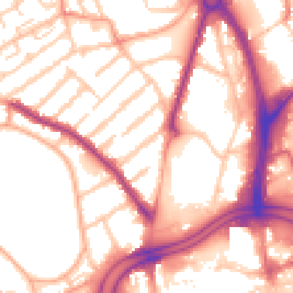 Daytime road noise heatmap for WV1 4AN