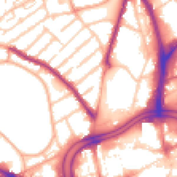 Daytime road noise heatmap for WV1 4AQ