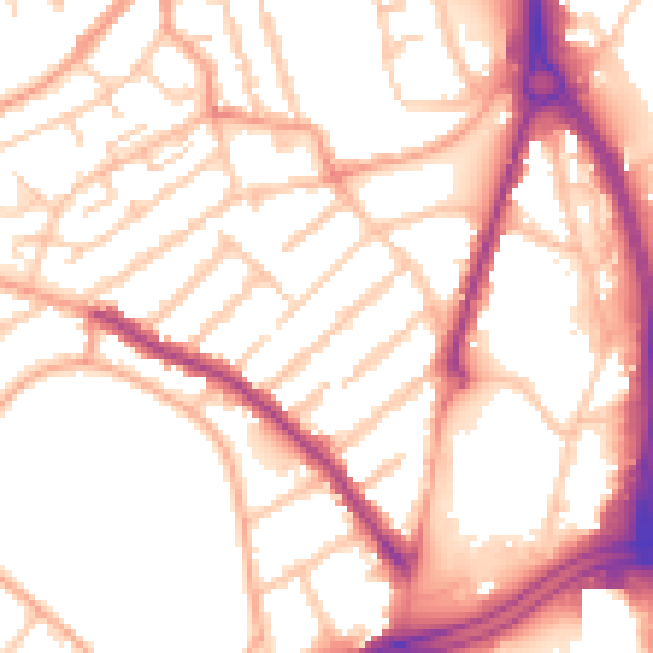 Daytime road noise heatmap for WV1 4AT
