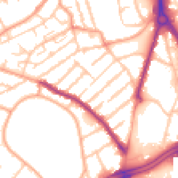 Daytime road noise heatmap for WV1 4AX