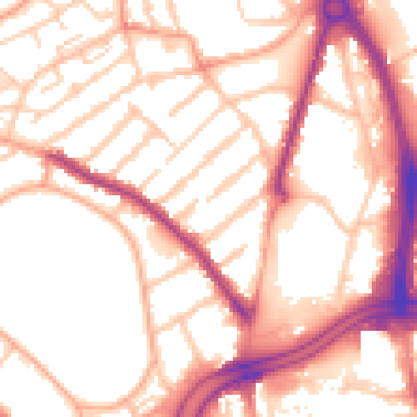 Daytime road noise heatmap for WV1 4AZ