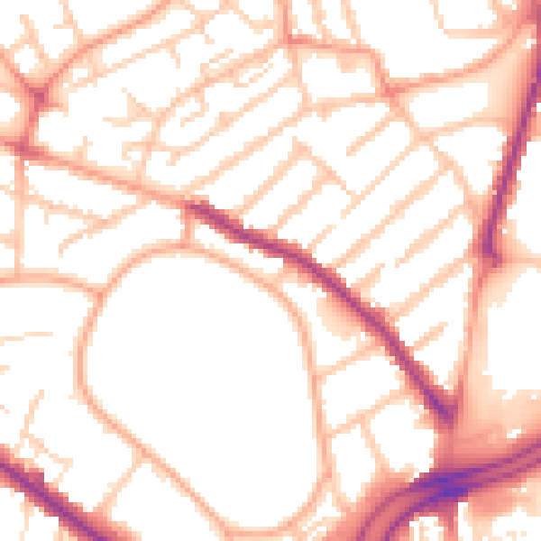 Daytime road noise heatmap for WV1 4BE