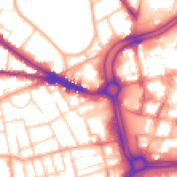 Daytime road noise heatmap for WV1 4JT