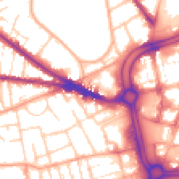 Daytime road noise heatmap for WV1 4NZ