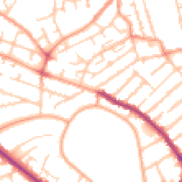 Daytime road noise heatmap for WV1 4PQ