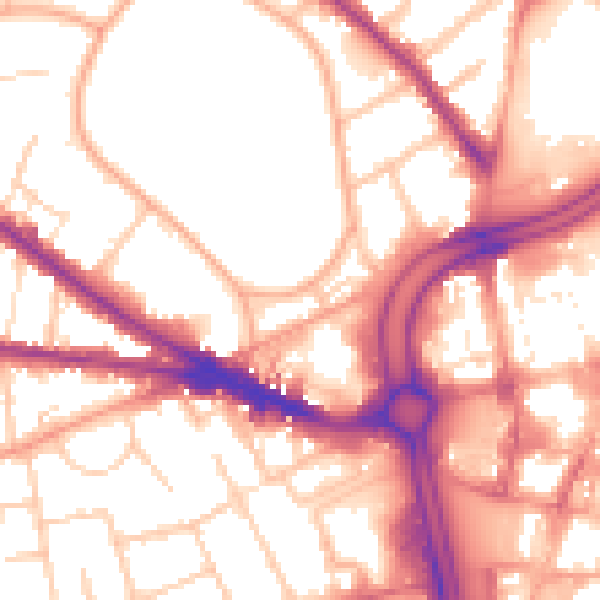 Daytime road noise heatmap for WV1 4PS