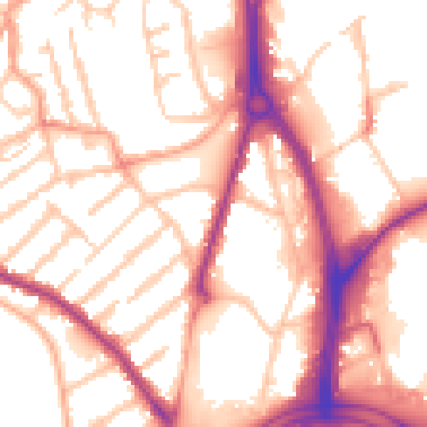 Daytime road noise heatmap for WV1 4RD