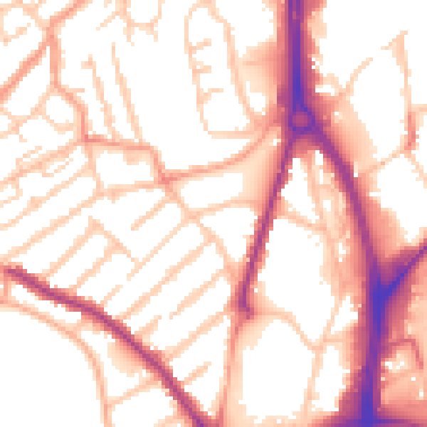 Daytime road noise heatmap for WV1 4RN