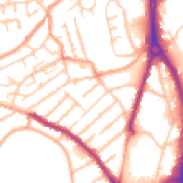 Daytime road noise heatmap for WV1 4RR