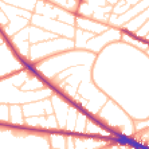 Daytime road noise heatmap for WV1 4SR