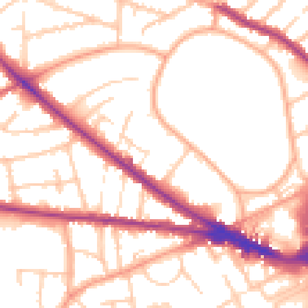 Daytime road noise heatmap for WV1 4SZ
