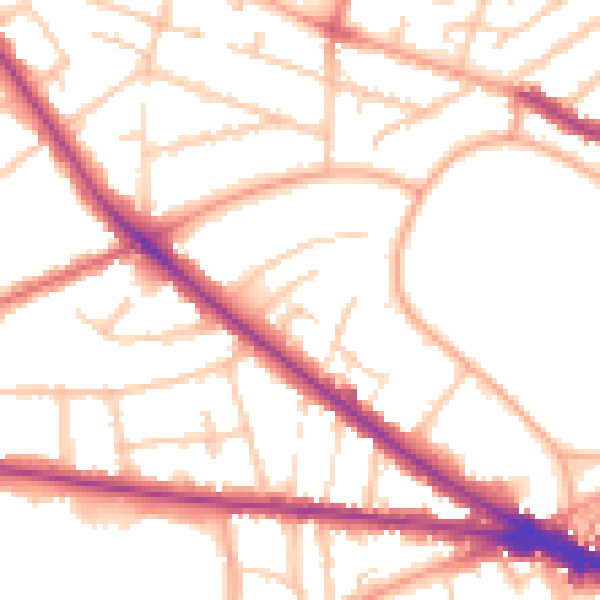 Daytime road noise heatmap for WV1 4TD
