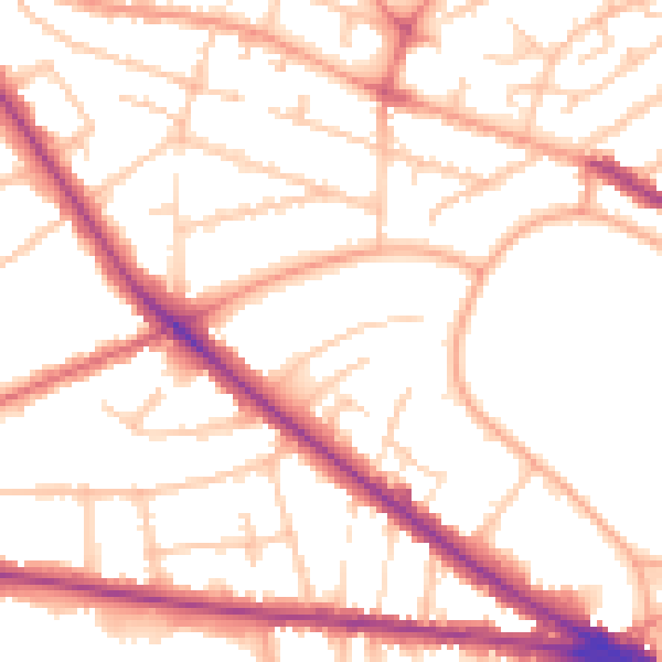Daytime road noise heatmap for WV1 4TE