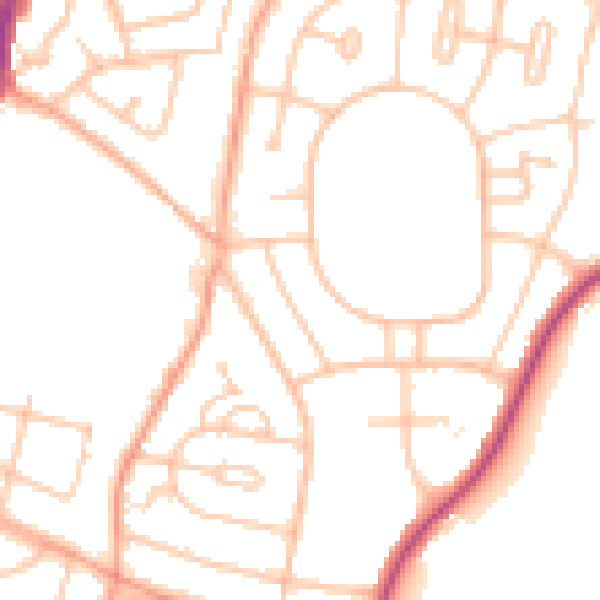 Daytime road noise heatmap for WV10 8DZ