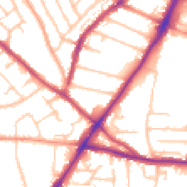 Daytime road noise heatmap for WV3 0AB