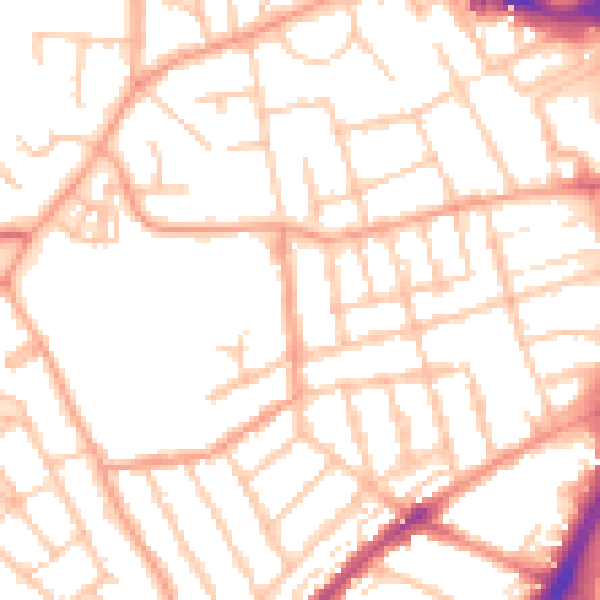 Daytime road noise heatmap for WV3 0AJ