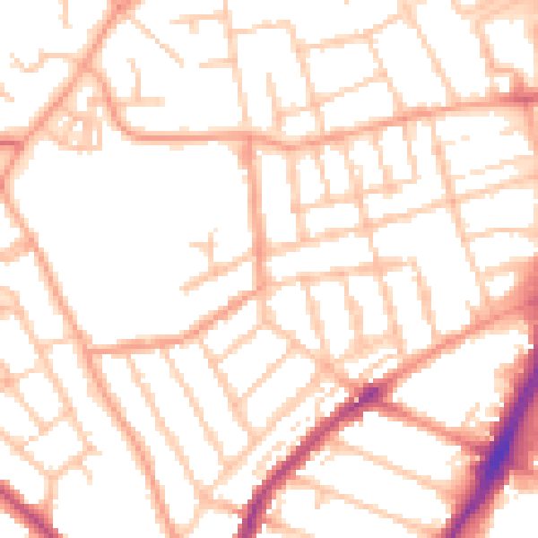 Daytime road noise heatmap for WV3 0AN