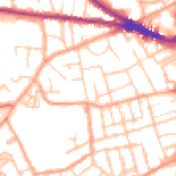 Daytime road noise heatmap for WV3 0AQ