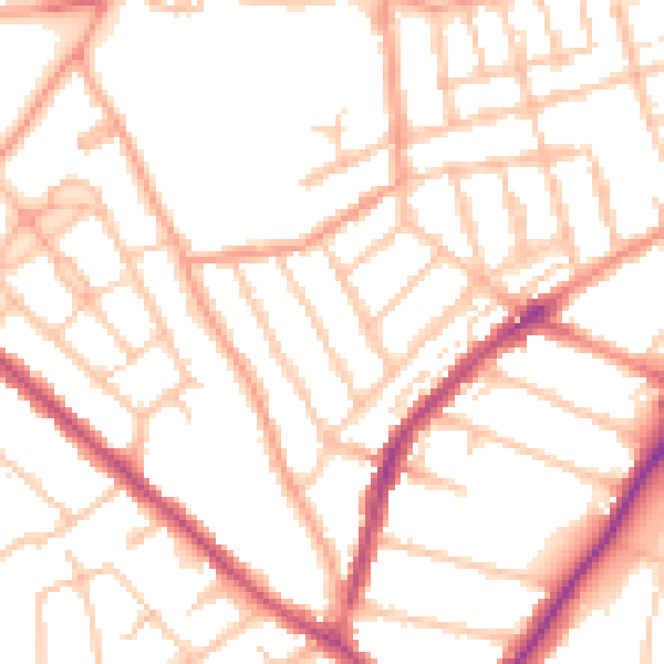 Daytime road noise heatmap for WV3 0AS