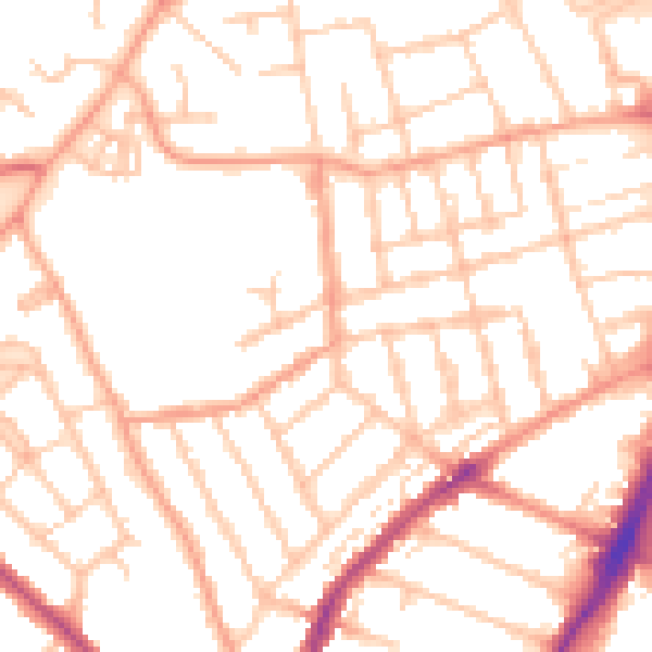 Daytime road noise heatmap for WV3 0AW
