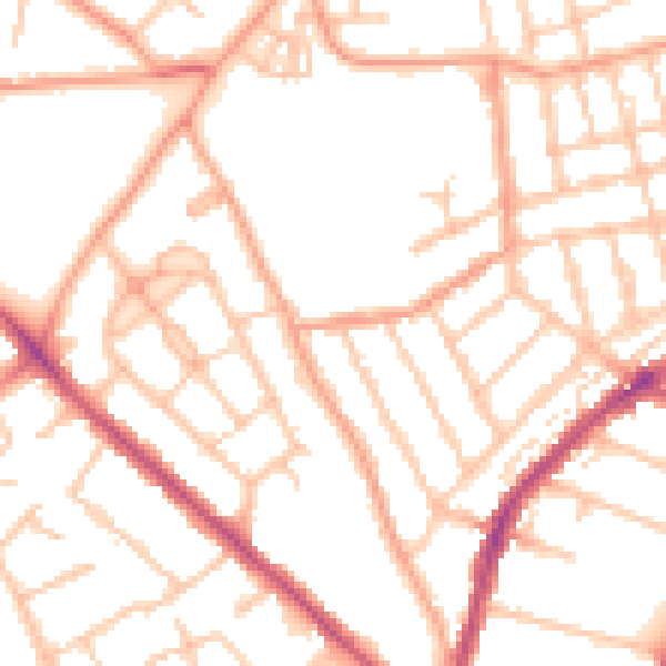 Daytime road noise heatmap for WV3 0AX
