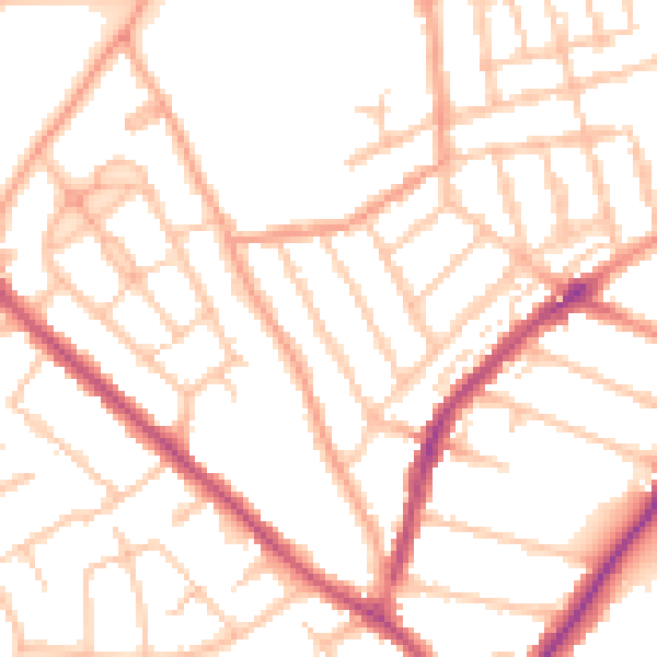 Daytime road noise heatmap for WV3 0AY