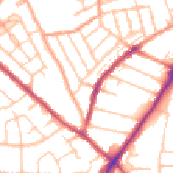Daytime road noise heatmap for WV3 0AZ