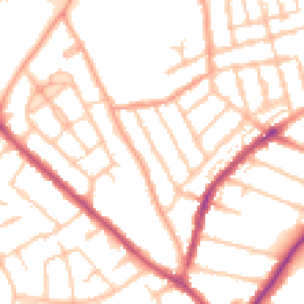 Daytime road noise heatmap for WV3 0BA