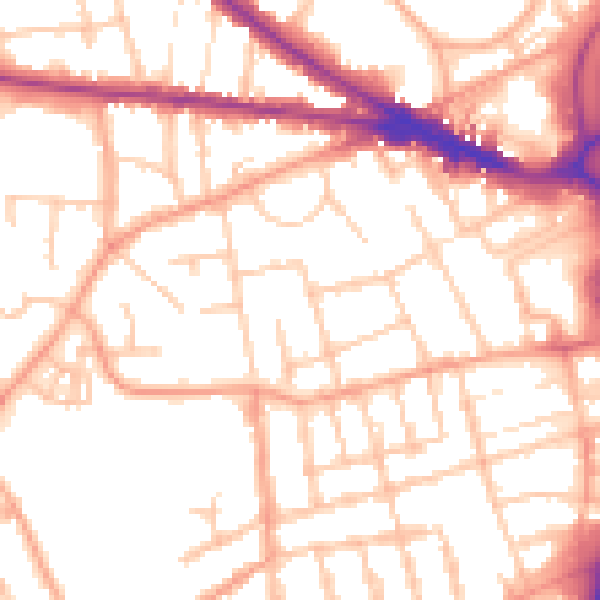 Daytime road noise heatmap for WV3 0DA