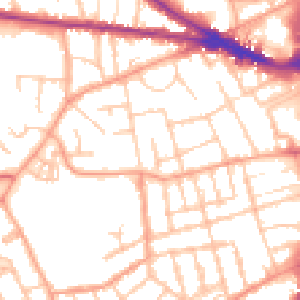 Daytime road noise heatmap for WV3 0DD