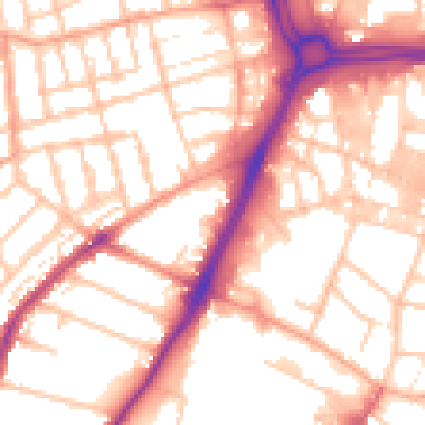 Daytime road noise heatmap for WV3 0DT