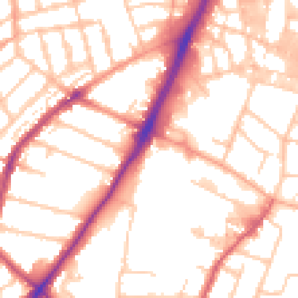 Daytime road noise heatmap for WV3 0DU