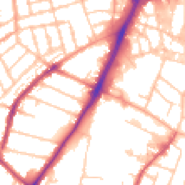 Daytime road noise heatmap for WV3 0DX
