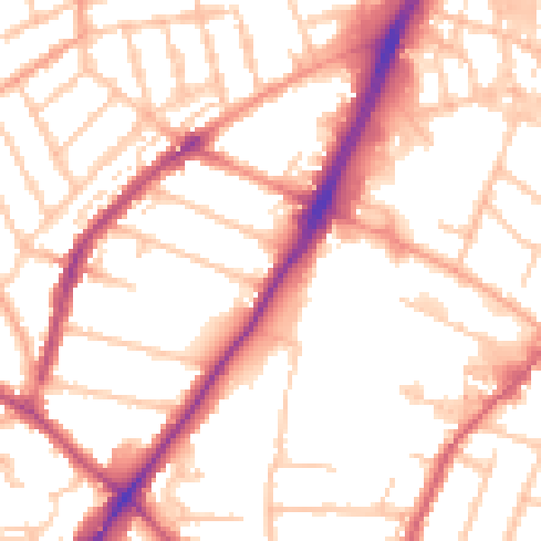 Daytime road noise heatmap for WV3 0DZ