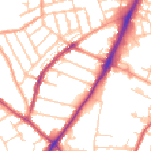 Daytime road noise heatmap for WV3 0EA