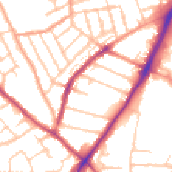 Daytime road noise heatmap for WV3 0EB