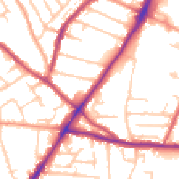 Daytime road noise heatmap for WV3 0EJ