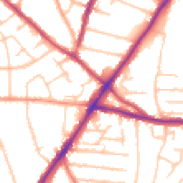 Daytime road noise heatmap for WV3 0EN