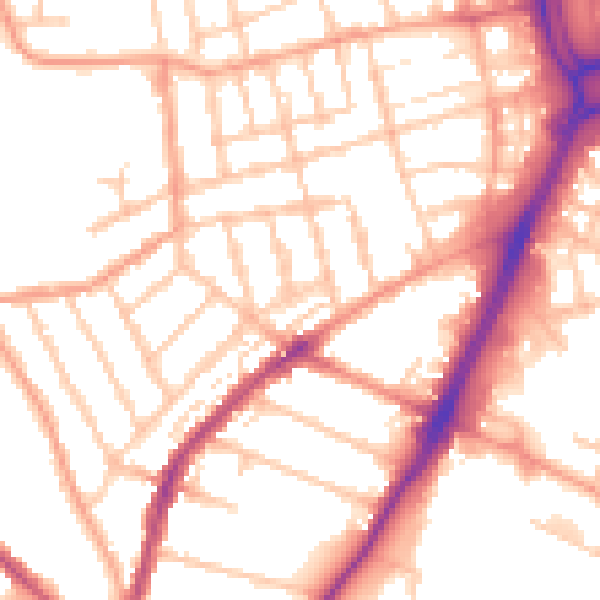 Daytime road noise heatmap for WV3 0HF