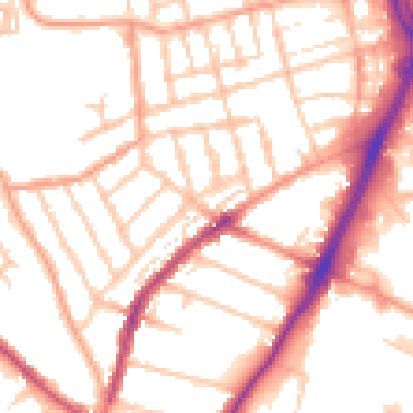 Daytime road noise heatmap for WV3 0HQ