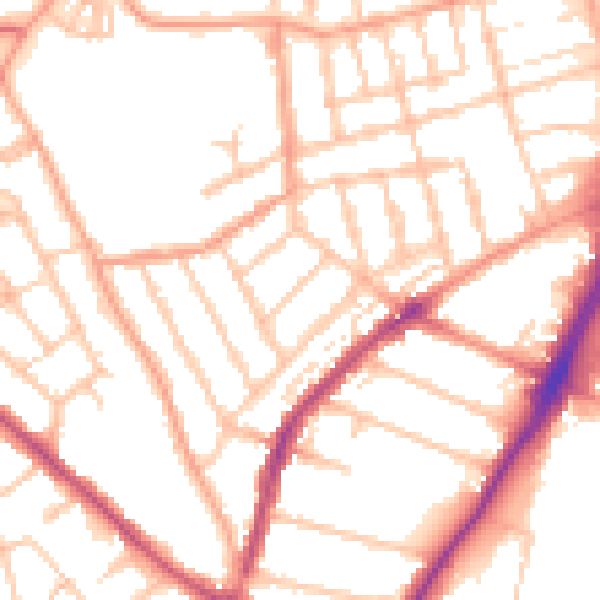 Daytime road noise heatmap for WV3 0HS