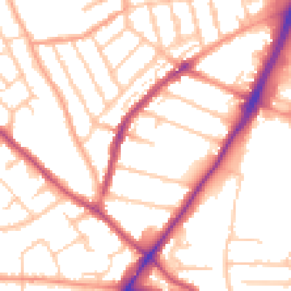 Daytime road noise heatmap for WV3 0LP