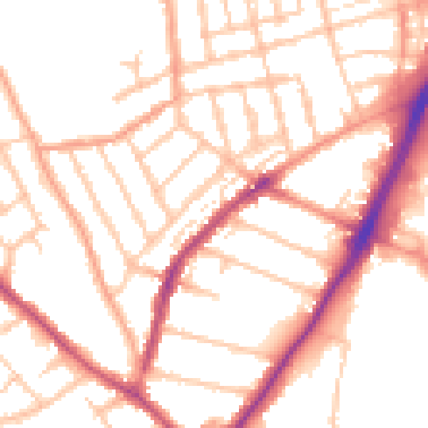 Daytime road noise heatmap for WV3 0LQ