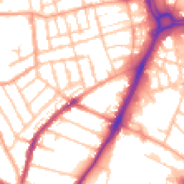 Daytime road noise heatmap for WV3 0LU